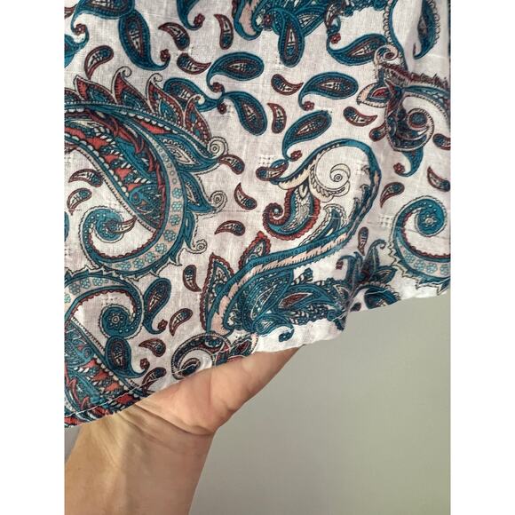 Terra & Sky Blue Paisley Ruffle Sleeve Top Size 2X - Picture 6 of 6